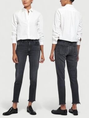 Japan MOUSSY Selvedged Denim Highrise Raw Fray Slim Skinny Crop Ankle Jean 29